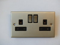 13A 2 Gang SP Switched Socket INGOT Satin Chrome