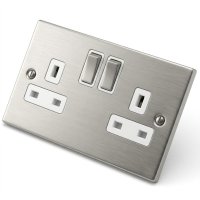 Stainless Steel 2 Gang 13 Amp Socket