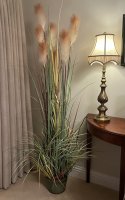 6ft High Reed Grass in Metal Pot H Soft Beige