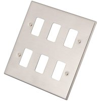 Brushed Chrome 6 Gang Grid Plate 6030-354