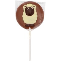Milk chocolate lollipops with sheep figure in display - 24x55g