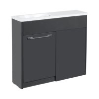 Tucker French Herts Compact 1000mm Back To Wall Floor Standing Slim Depth Basin Unit Left Handed Anthracite
