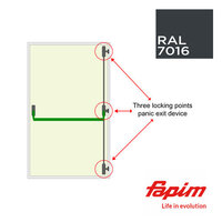ALUMINIUM SIDE LATCH PANIC BOLT RAL 7016-GREEN BAR