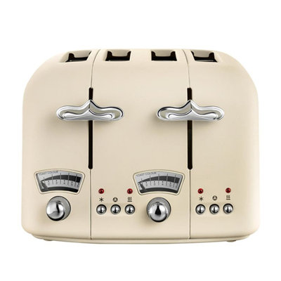 DeLonghi Argento Flora 4-Slice Toaster 1800W - Cream front view
