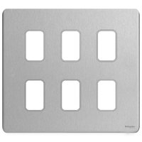 Schneider Ultimate Low Profile Grid Plate 6 gang Brushed Chrome | LV0701.1258