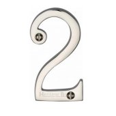 C1560-2-PNF - Heritage Brass Numeral 2 Face Fix 76mm (3) Polished Nickel Finish