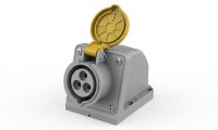 EBASEE CEE IP44 32A Wall Mounted Socket  3x32A Yellow