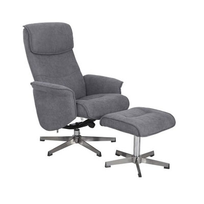 Vida Rayna Swivel Recliner Chair With Footstool - Grey