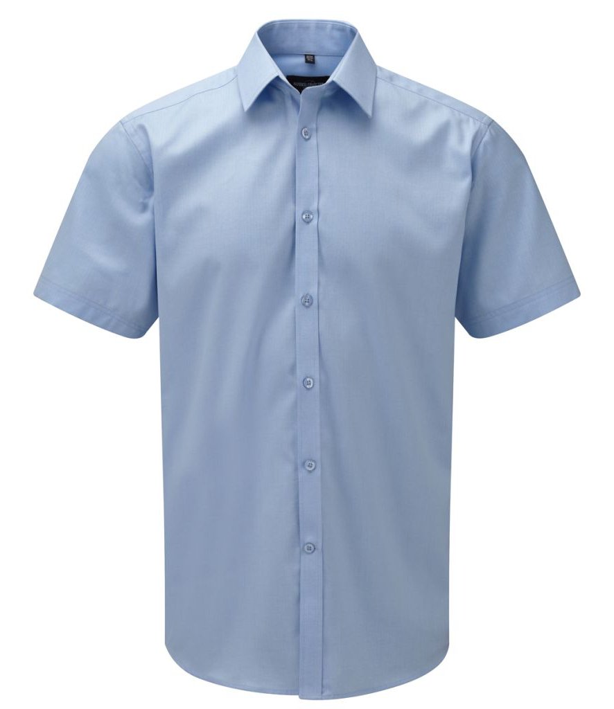 Russell Collection Men's Short Sleeve Herringbone Shirt