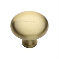 C113-38-SB - Heritage Brass Cabinet Knob Victorian Round Design 38mm Satin Brass Finish