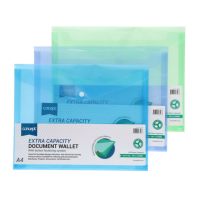 Concept A4 Extra Capacity Button Document Wallet, Assorted, 12/Case