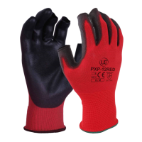Partially Fingerless Glove With PU Palm Coating, Black/Red
