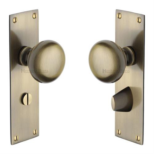 BAL8530-AT - Heritage Brass Mortice Knob on Bathroom Plate Balmoral Design Antique Brass Finish