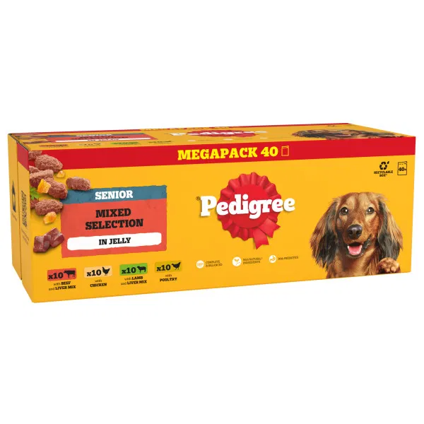Pedigree Senior Dog Pouches Mixed Selection in Jelly DR51T 40x100g