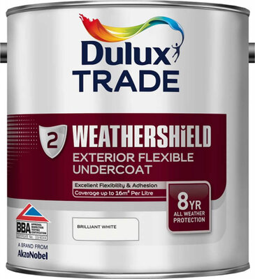 Dulux Trade Weathershield Exterior Flexible Undercoat Brilliant White 2.5L Paint 5180264