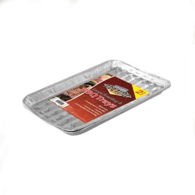 2 Pack Disposable Foil BBQ Tray