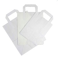 White Kraft Paper Bag - Flat Handle (8.5" x 13" x 10")