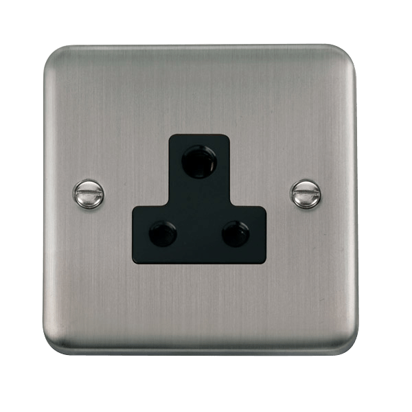 Click Deco Plus 5A Round Pin Socket Stainless Steel Black Insert DPSS038BK