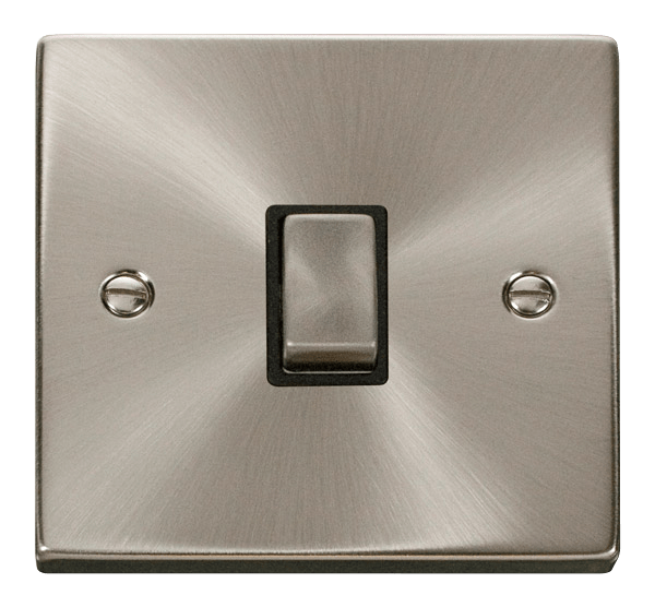 Click Deco 1G 20A Switch Satin Chrome Black Insert VPSC722BK