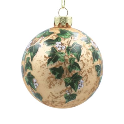 Antique Gold Ivy Leaves Glass Ball