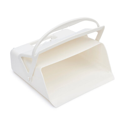 Foodgrade hand dust pan - with hinged lid and clasp, heavy duty, white