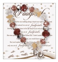 Glass Bracelet/Footprints/With Motif/On card   (64582)