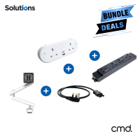 Miro Single Monitor Arm, Capsule (65W), Elite+ 4 Gang & 2.0M Starter Lead (White)