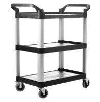 *Everyday Service* 3 Tier Open Trolley, PP Black, 1020 x 500 x 970mm