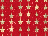 50cm x 100M RED WITH GOLD STARS