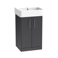 Tucker French Dartford 500mm Floor Standing Two Door Basin Unit Matt Storm Grey