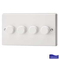 Varilight VARJQDP254W 4 Gang 2 Way Push On / Off Dimmer Switch 0 to 120W