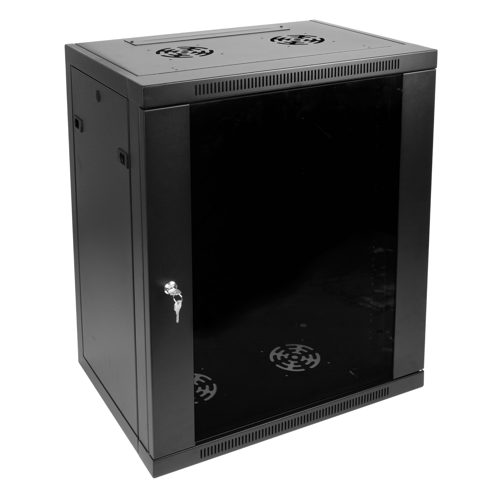 15U flat packed wall cabinet with tempered glass front door 600 x 420mm   Philex 75021PI