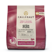 a pink bag of barry callebaut ruby chocolate callets