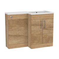 Tucker French Dorking 1100mm Back To Wall Floor Standing L-Shaped Right Hand Basin Unit Nebraska Oak