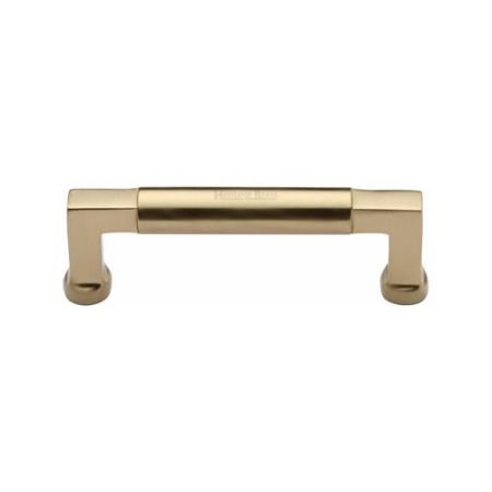 C0312 101-SB - Heritage Brass Cabinet Pull Bauhaus Design 101MM CTC Satin Brass Finish