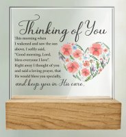 Glass Plaque/Wood Base/Thinking Of You  (32435)