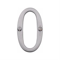 C1560-0-SC - Heritage Brass Numeral 0 Face Fix 76mm (3") Satin Chrome Finish