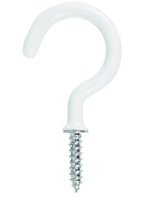Screw Hooks White 4.0 x 38mm Pack of 4 (Round Cup)
