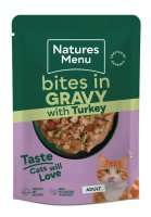 Natures Menu Cat Bites in Gravy with Turkey Pouches 22x85g