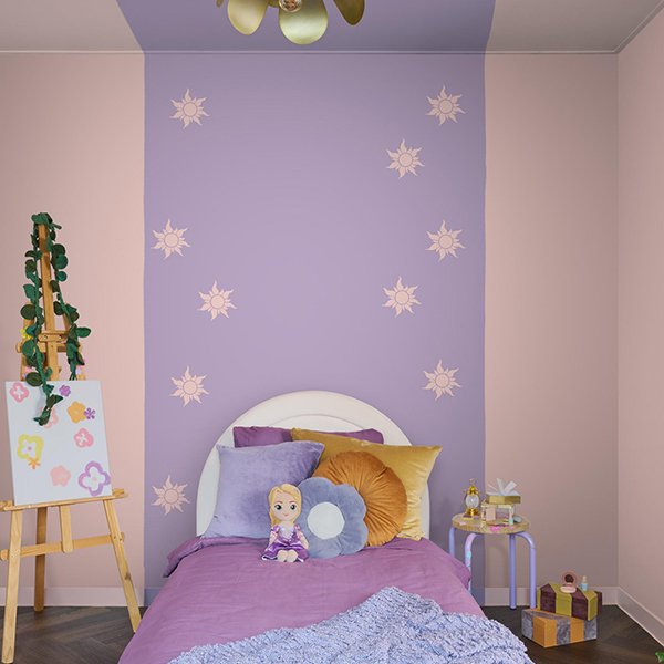 Little Girls Bedroom painted in Dulux Easycare Disney Tangled Enchanted Dream