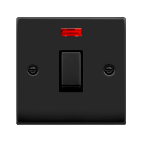 Click Deco 1G 20A DP Switch + Neon Matt Black Black Insert VPMB723BK