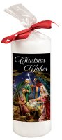Candle  6 inch with Red Ribbon/Nativity   (86701)