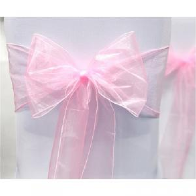 Noeud de chaise en Organza rose pale - 97