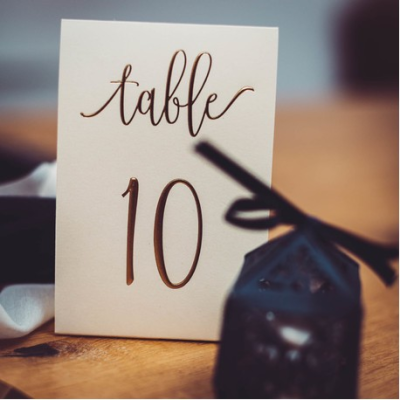 Marque table Ivoire écriture or  de 1 à 12 - R184