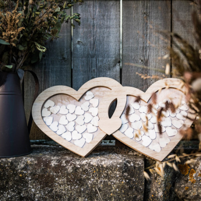 Livre d'or double coeur en bois - 87