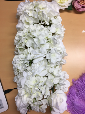 Barre de fleur rose hortensia blanche
