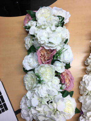 Barre de fleur rose pivoine hortensia lière