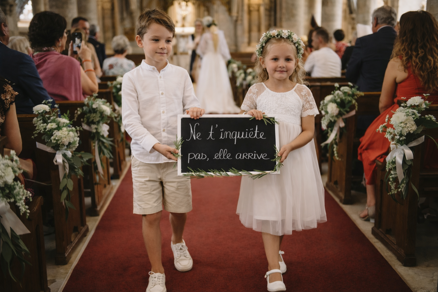 Pancarte ardoise Ne t'inquiète pas elle arrive