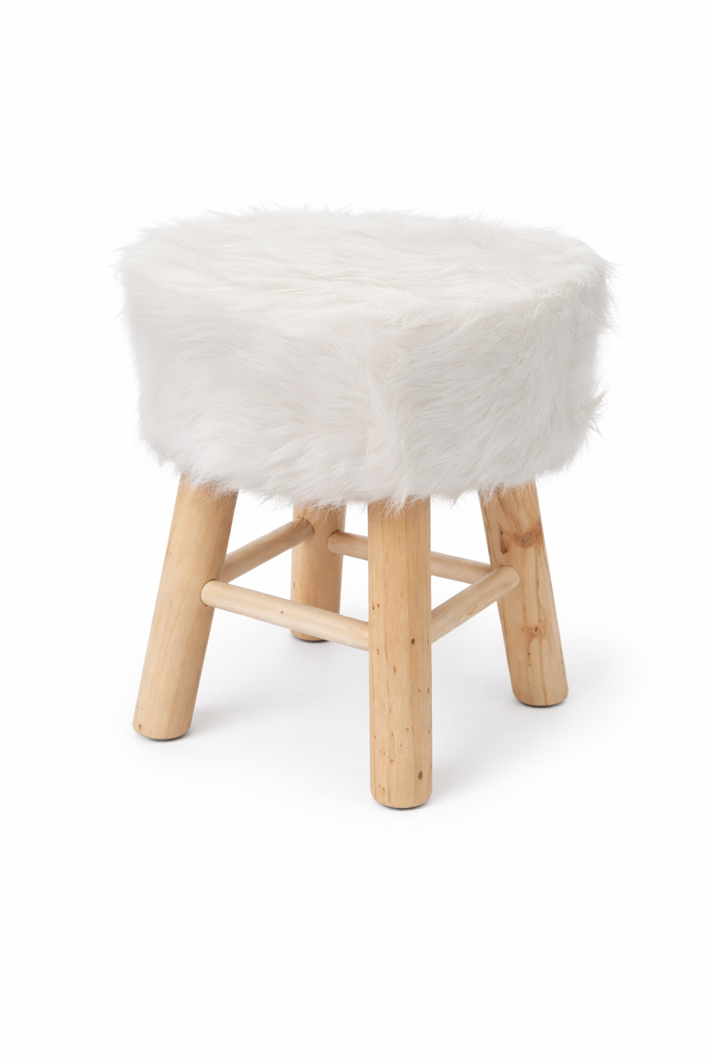 Petit siège rond fourrure blanche - R394