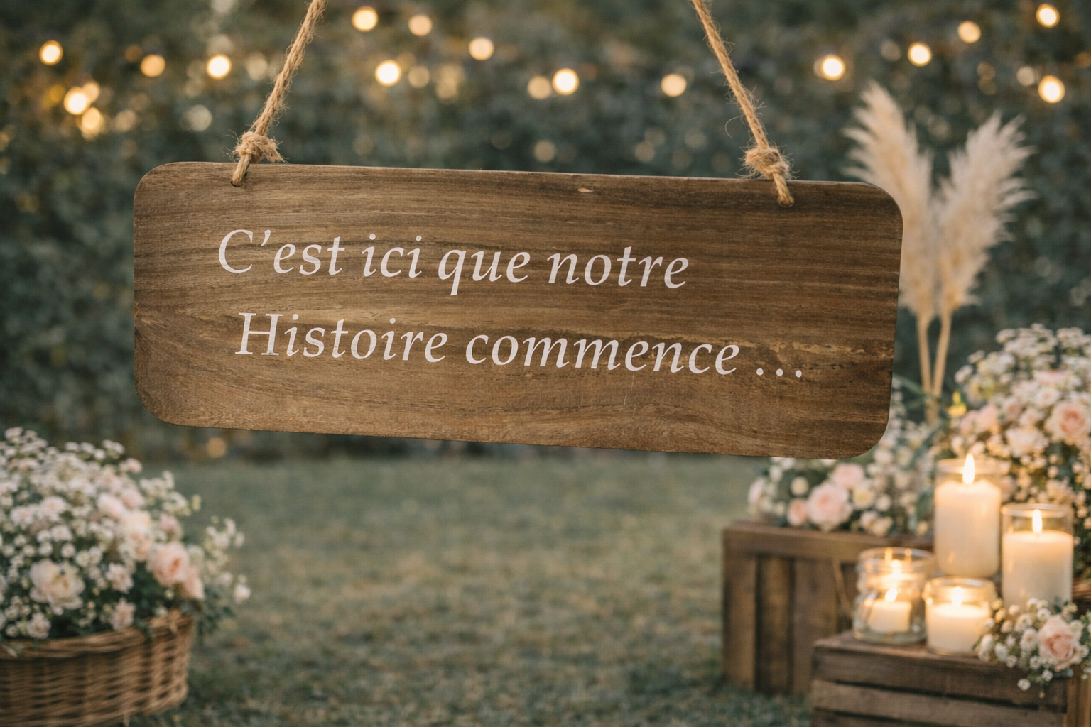 Pancarte c'est ici que notre histoire commence